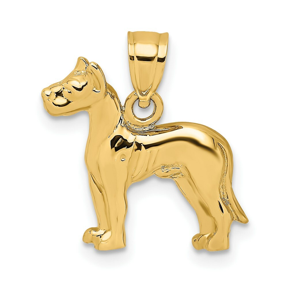 14K Yellow Gold 2-D Great Dane Dog Charm Pendant