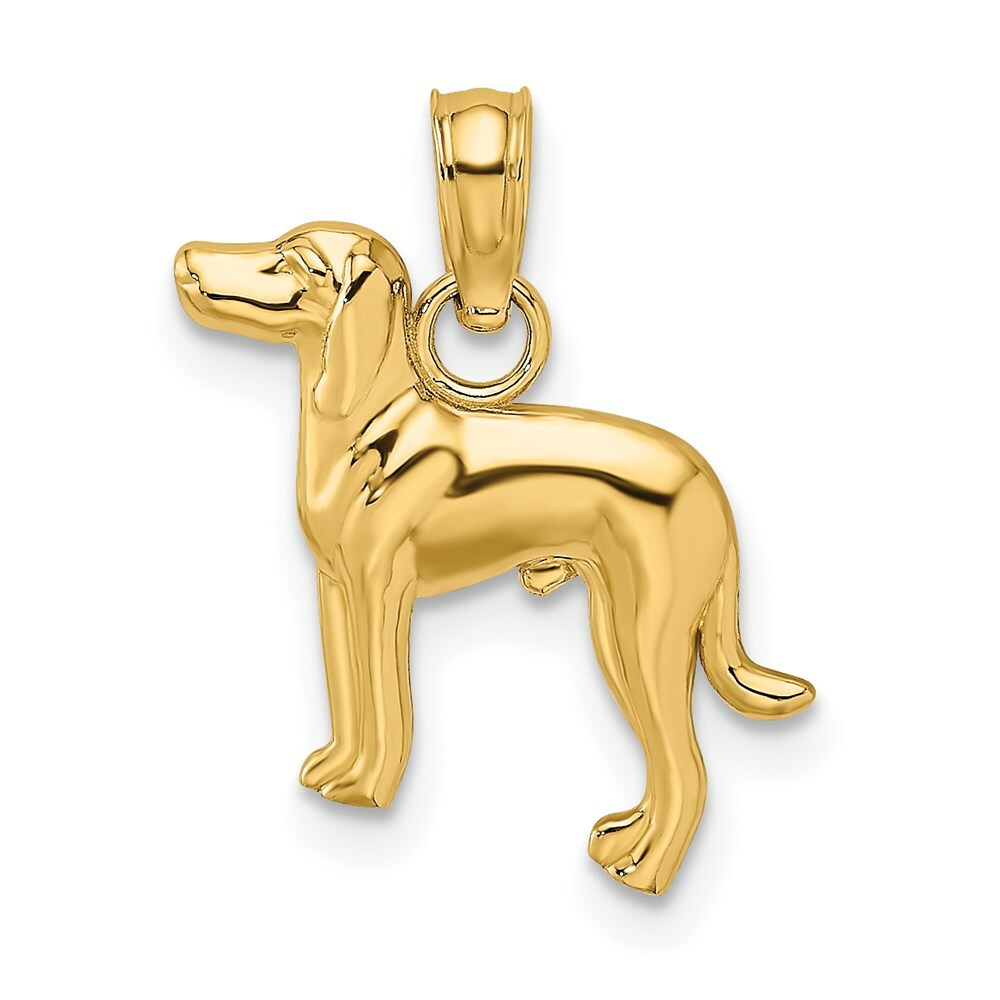 14K Yellow Gold 2-D Greyhound Dog Charm Pendant