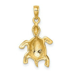 Load image into Gallery viewer, 14K Yellow Gold 2-D &amp; Polished Turtle With Textured Shell Charm Pendant
