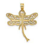 Load image into Gallery viewer, 14K Yellow Gold Dragonfly With Beaded Filigree Wings Charm Pendant
