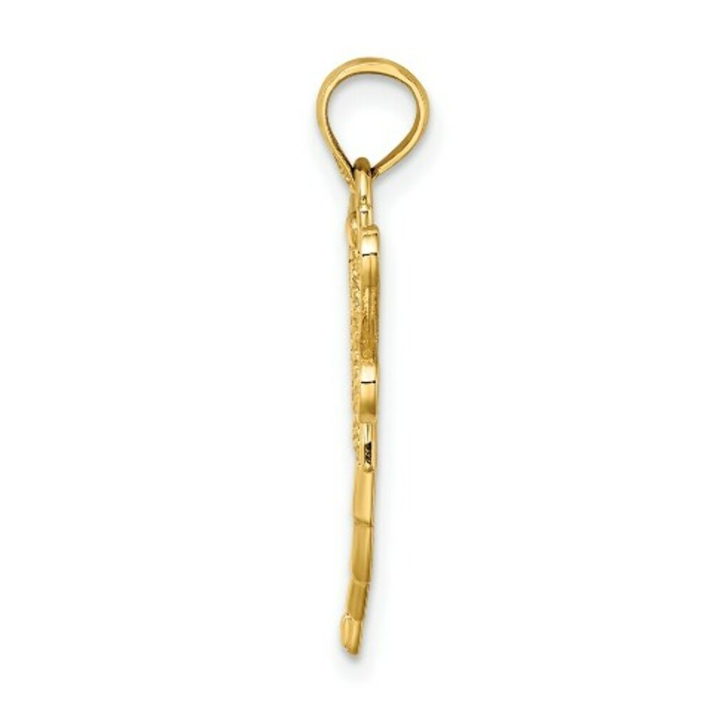 14K Yellow Gold Dragonfly With Beaded Filigree Wings Charm Pendant