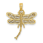 Load image into Gallery viewer, 14K Yellow Gold Dragonfly With Beaded Filigree Wings Charm Pendant
