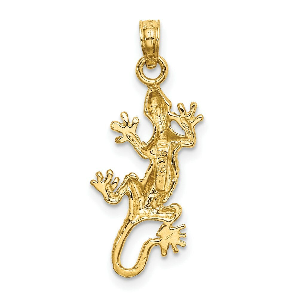 14K Yellow Gold 2-D Lizard Charm Pendant