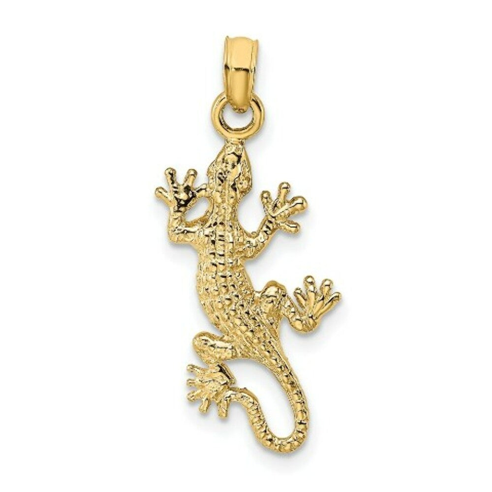 14K Yellow Gold 2-D Lizard Charm Pendant