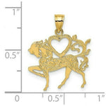 Load image into Gallery viewer, 14K Yellow Gold Textured Heart &amp; Horse Charm Pendant

