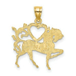 Load image into Gallery viewer, 14K Yellow Gold Textured Heart &amp; Horse Charm Pendant
