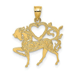 Load image into Gallery viewer, 14K Yellow Gold Textured Heart &amp; Horse Charm Pendant
