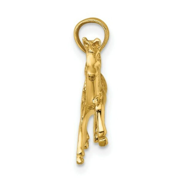 14K Yellow Gold 2-D Galloping Horse Charm Pendant