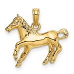 Load image into Gallery viewer, 14K Yellow Gold 2-D Galloping Horse Charm Pendant
