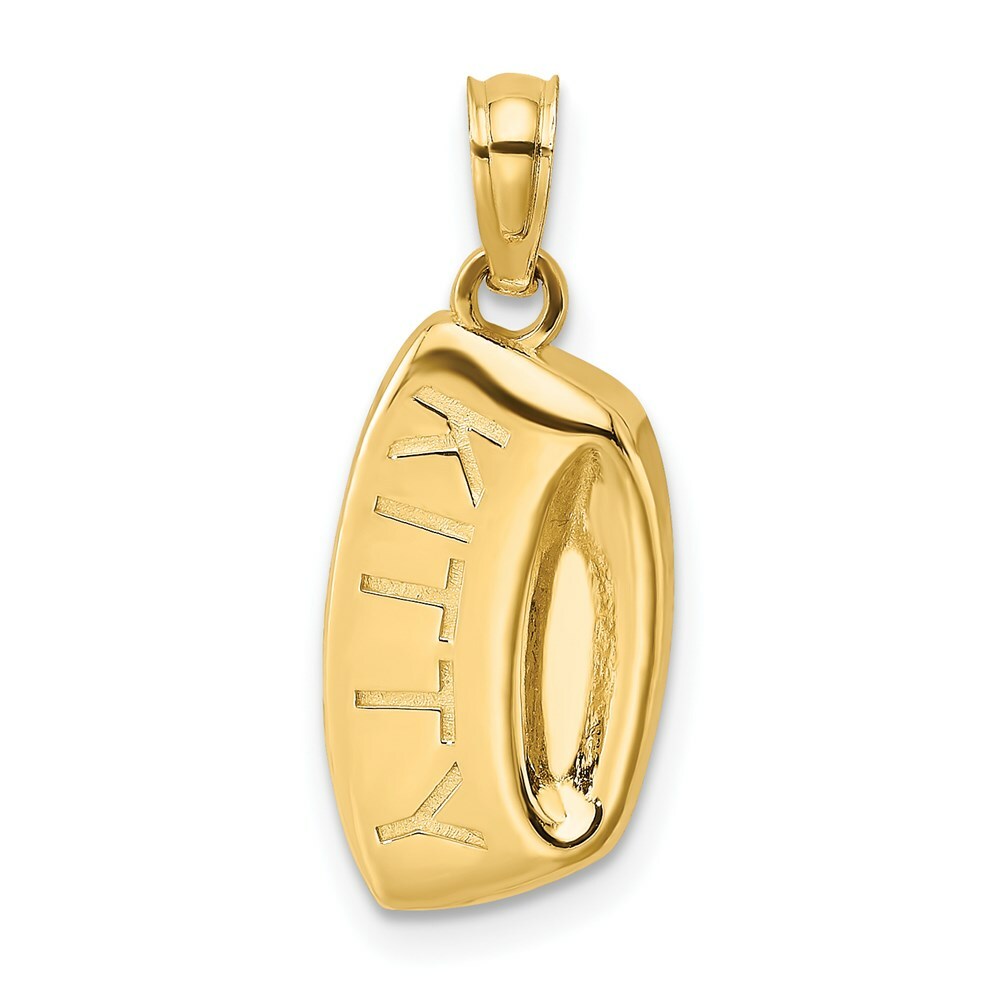 14K Yellow Gold 2-D Kitty Bowl Charm Pendant