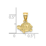 Load image into Gallery viewer, 14K Yellow Gold Flat &amp; Engraved Mini Turtle Charm Pendant

