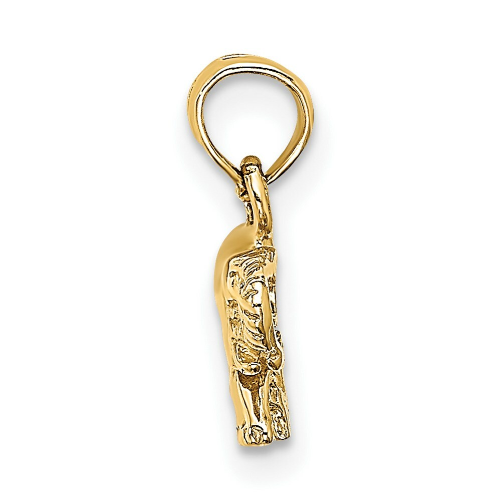 14K Yellow Gold 2-D & Polished Small Elephant Charm Pendant