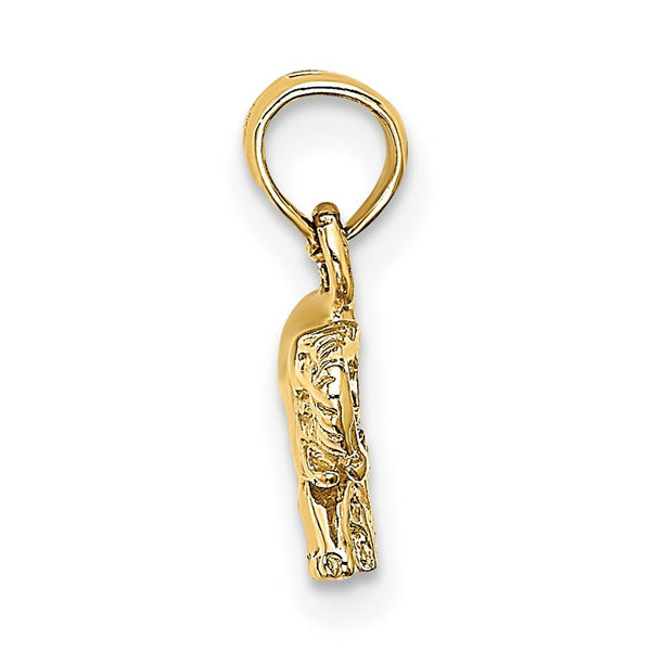 14K Yellow Gold 2-D & Polished Small Elephant Charm Pendant
