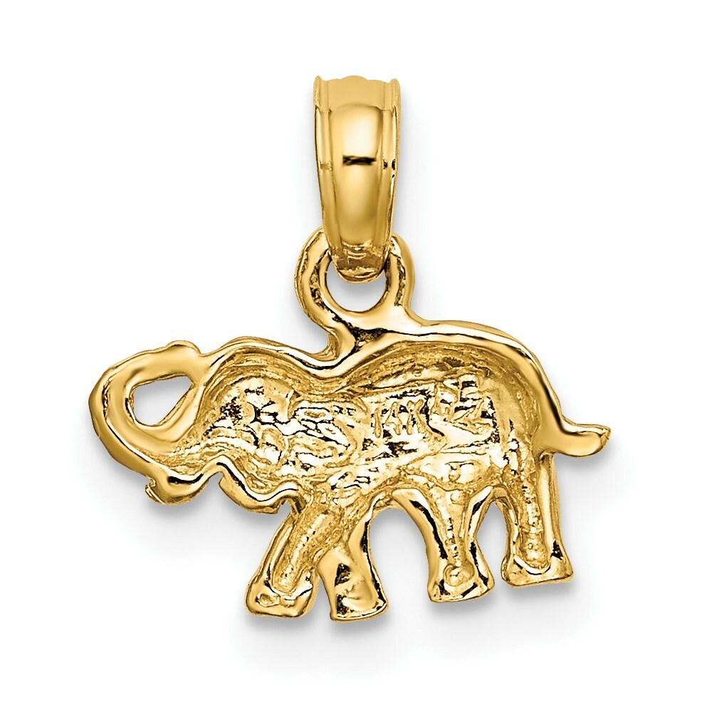 14K Yellow Gold 2-D & Polished Small Elephant Charm Pendant