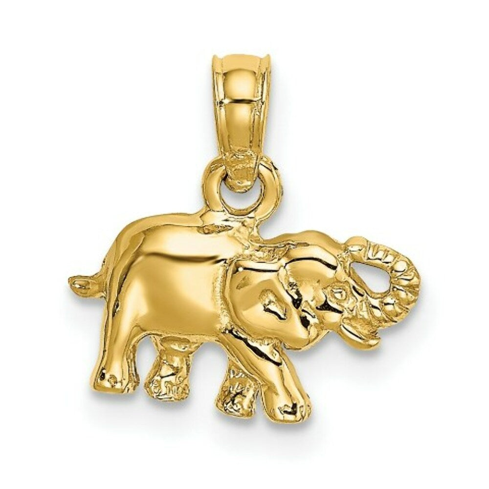 14K Yellow Gold 2-D & Polished Small Elephant Charm Pendant