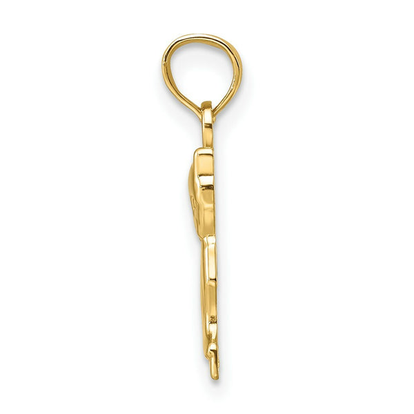 14K Yellow Gold 2-D Mini Sitting Kitten Charm Pendant
