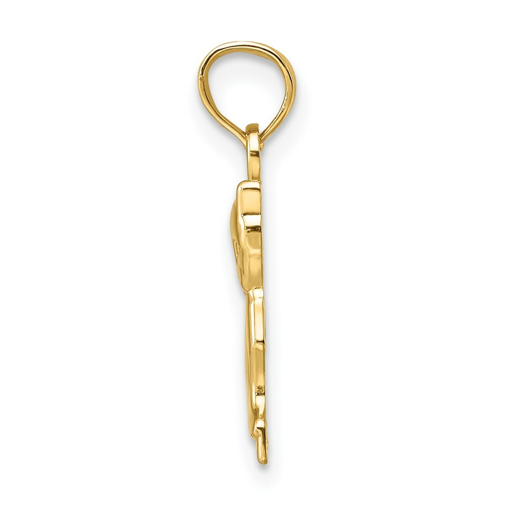 14K Yellow Gold 2-D Mini Sitting Kitten Charm Pendant