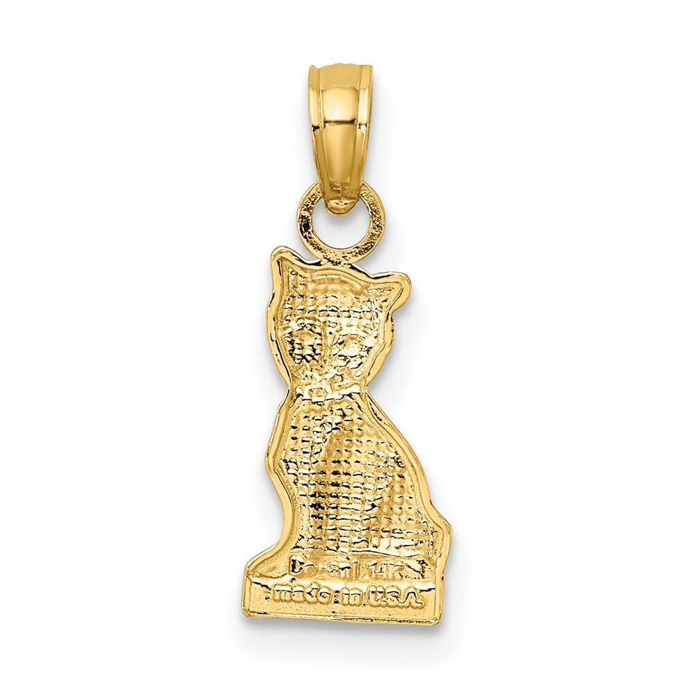 14K Yellow Gold 2-D Mini Sitting Kitten Charm Pendant