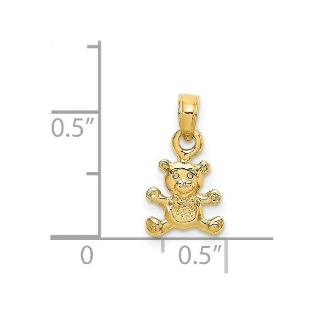 14K Yellow Gold 3-D Mini TEDDY BEAR Charm Pendant