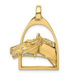 Load image into Gallery viewer, 14K Yellow Gold 2-D &amp; Polished Horse Head in Stirrup Charm Pendant
