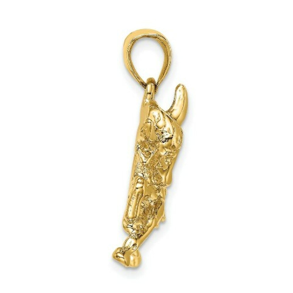 14K Yellow Gold Polished Raging Bull With Horns Charm Pendant