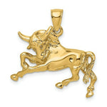 Load image into Gallery viewer, 14K Yellow Gold Polished Raging Bull With Horns Charm Pendant
