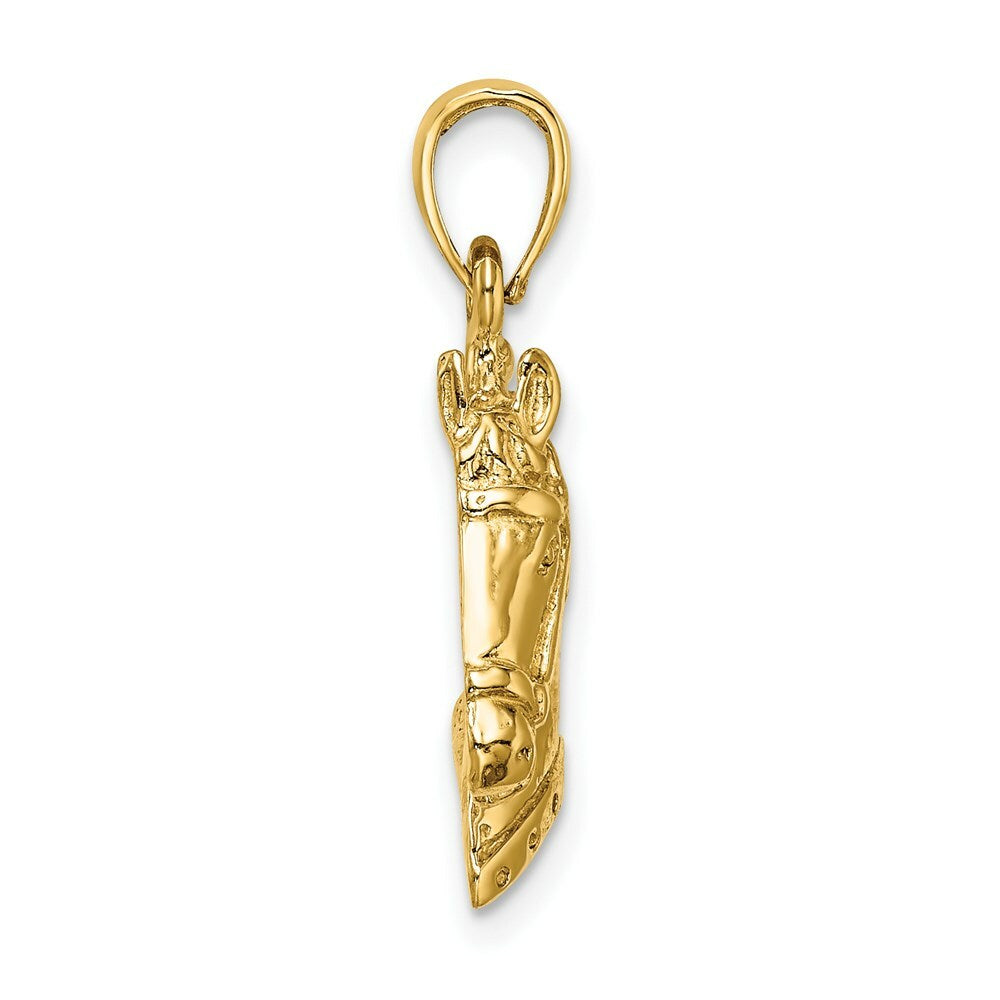 14K Yellow Gold 2-D & Textured Horse Head Charm Pendant
