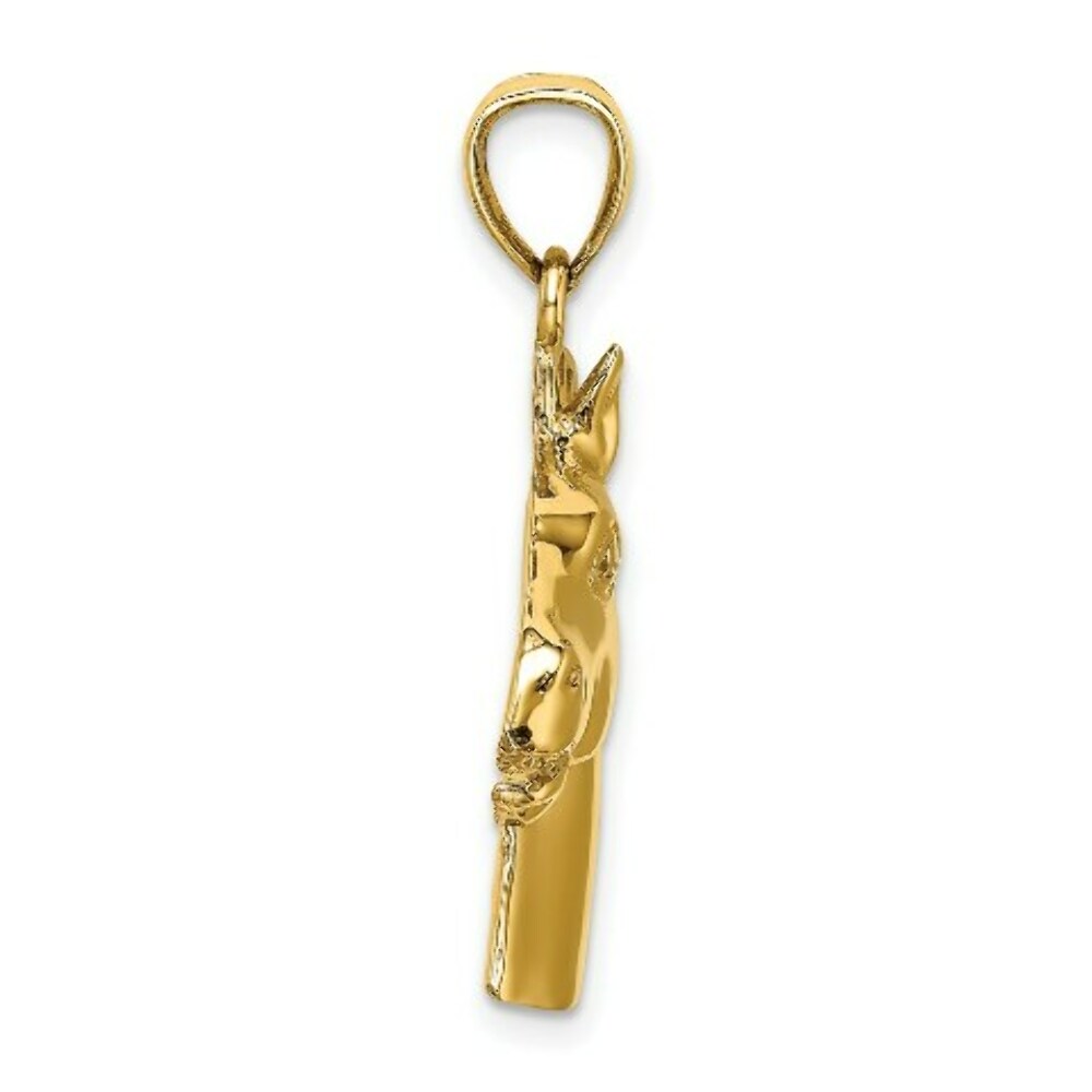 14K Yellow Gold 2-D & Polished Horse Head Charm Pendant