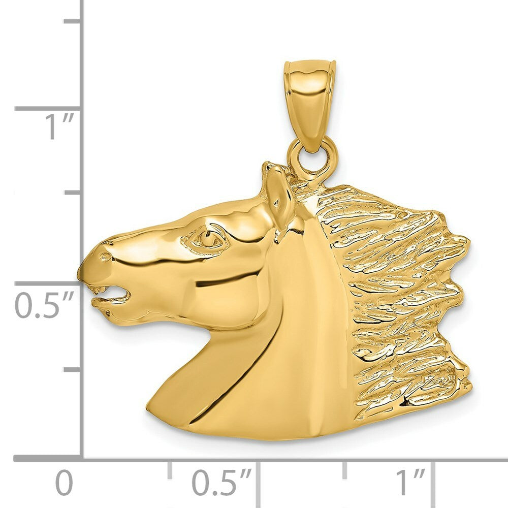 14K Yellow Gold 2-D & Polished Horse Head Charm Pendant