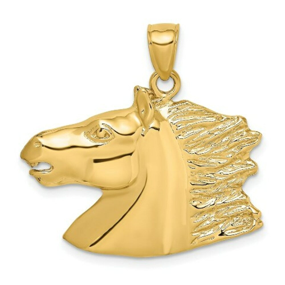 14K Yellow Gold 2-D & Polished Horse Head Charm Pendant