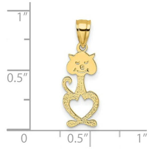 14K Yellow Gold Cut-Out & Engraved Cat Charm Pendant