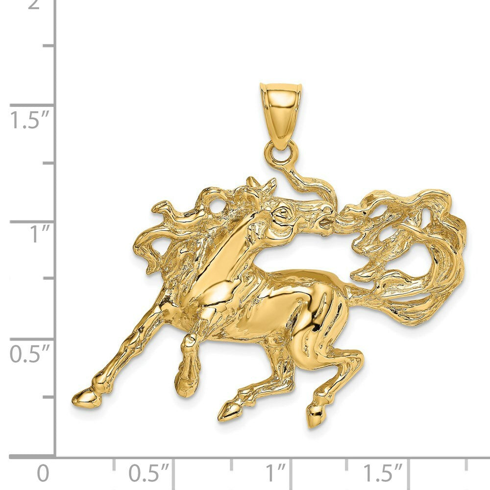 14K Yellow Gold 2-D Dancing Horse Charm Pendant