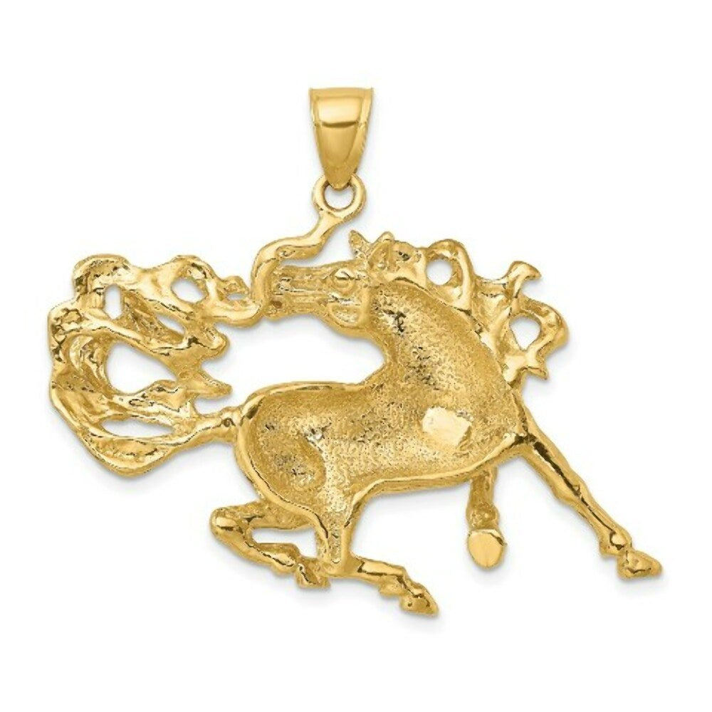 14K Yellow Gold 2-D Dancing Horse Charm Pendant