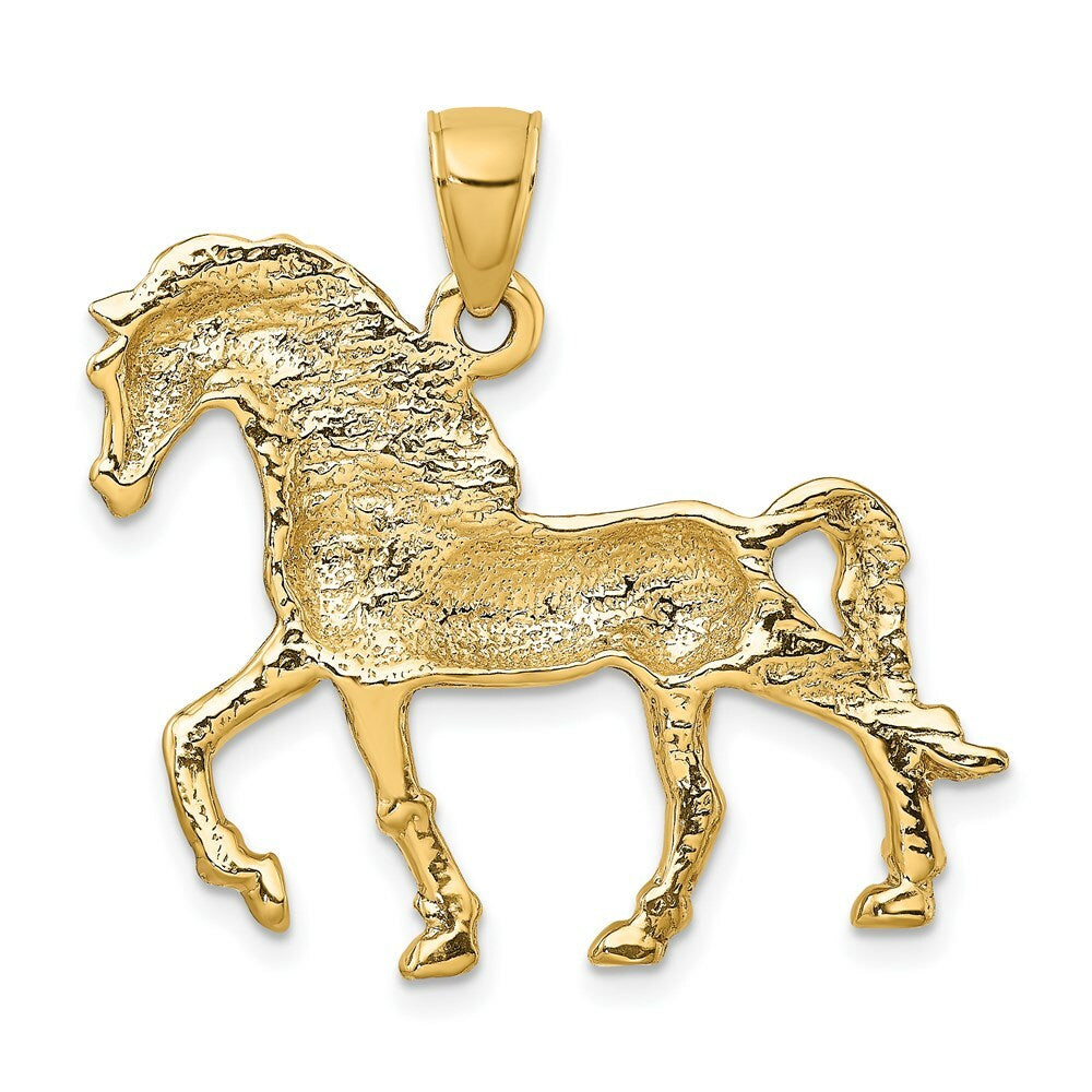 14K Yellow Gold 2-D Horse Walking Charm Pendant