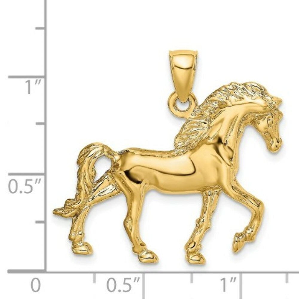 14K Yellow Gold 2-D Horse Walking Charm Pendant