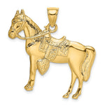 Load image into Gallery viewer, 14K Yellow Gold 2-D Horse With Saddle Charm Pendant
