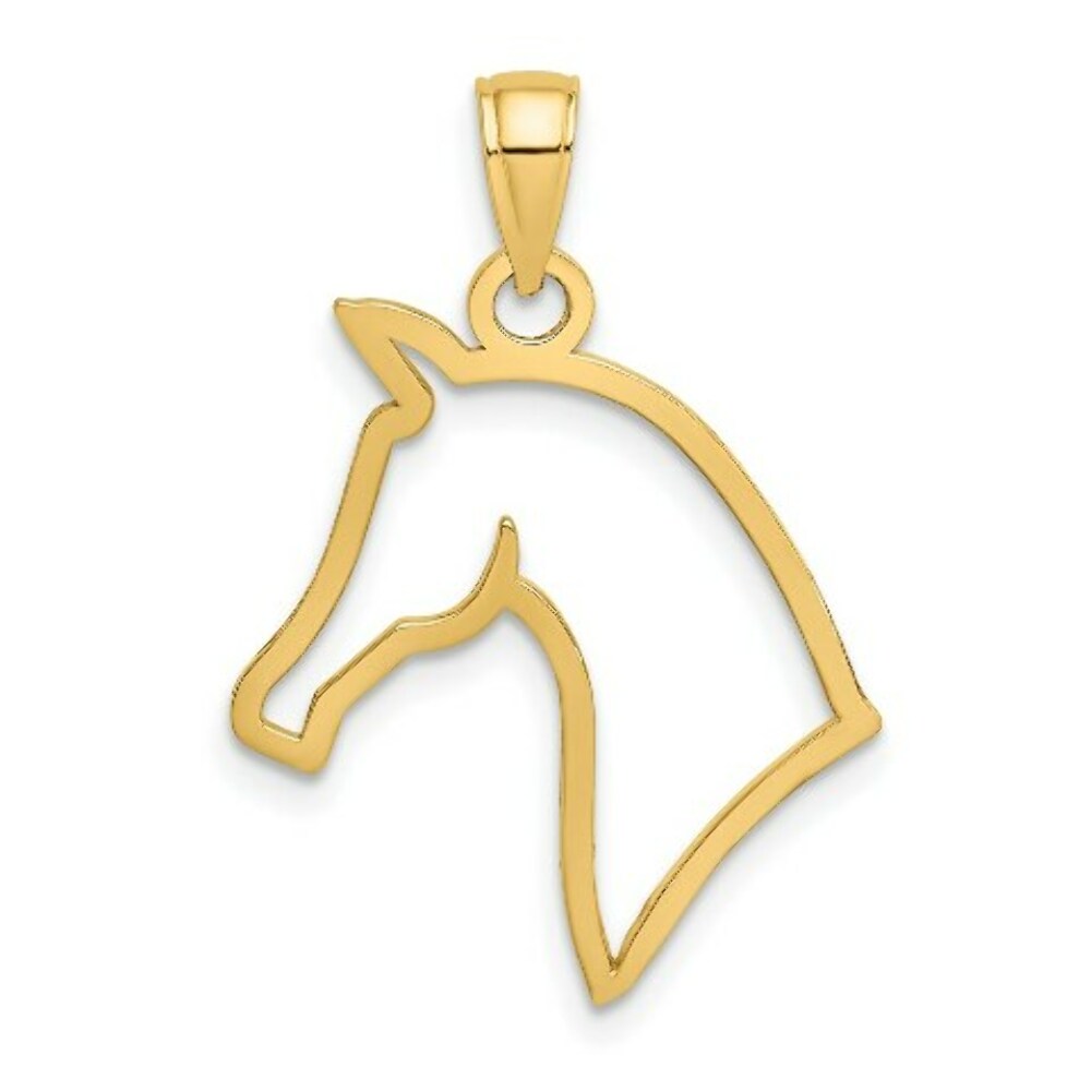 14K Yellow Gold Cut-Out Horse Head Profile Charm Pendant