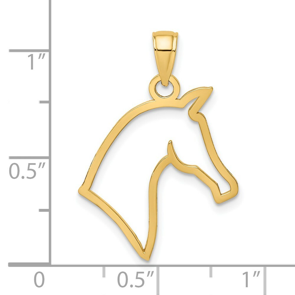 14K Yellow Gold Cut-Out Horse Head Profile Charm Pendant