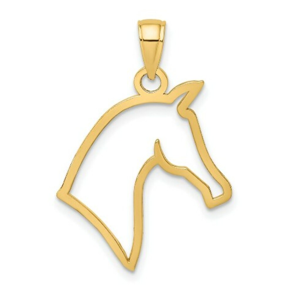 14K Yellow Gold Cut-Out Horse Head Profile Charm Pendant