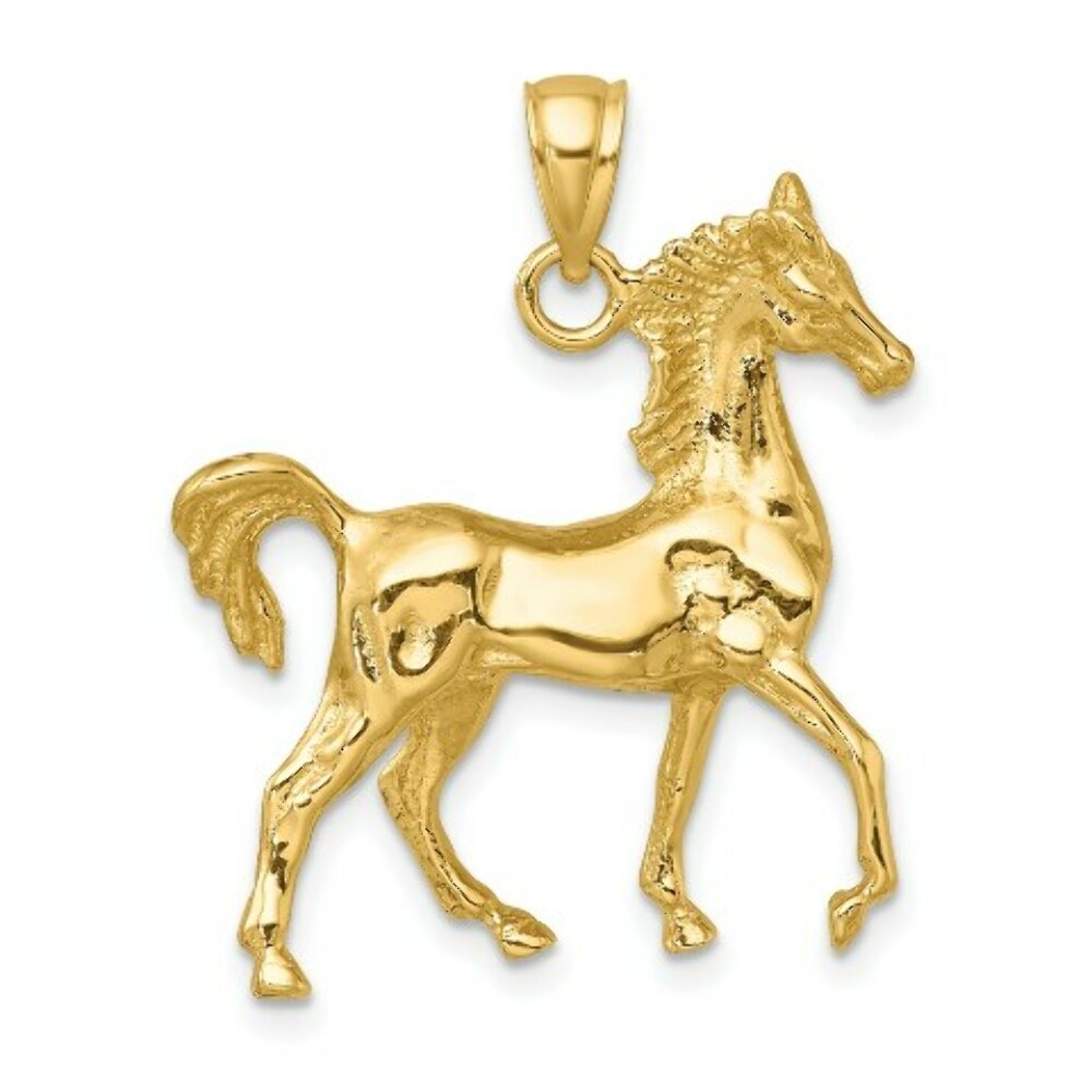 14K Yellow Gold 3-D Polished Horse Charm Pendant