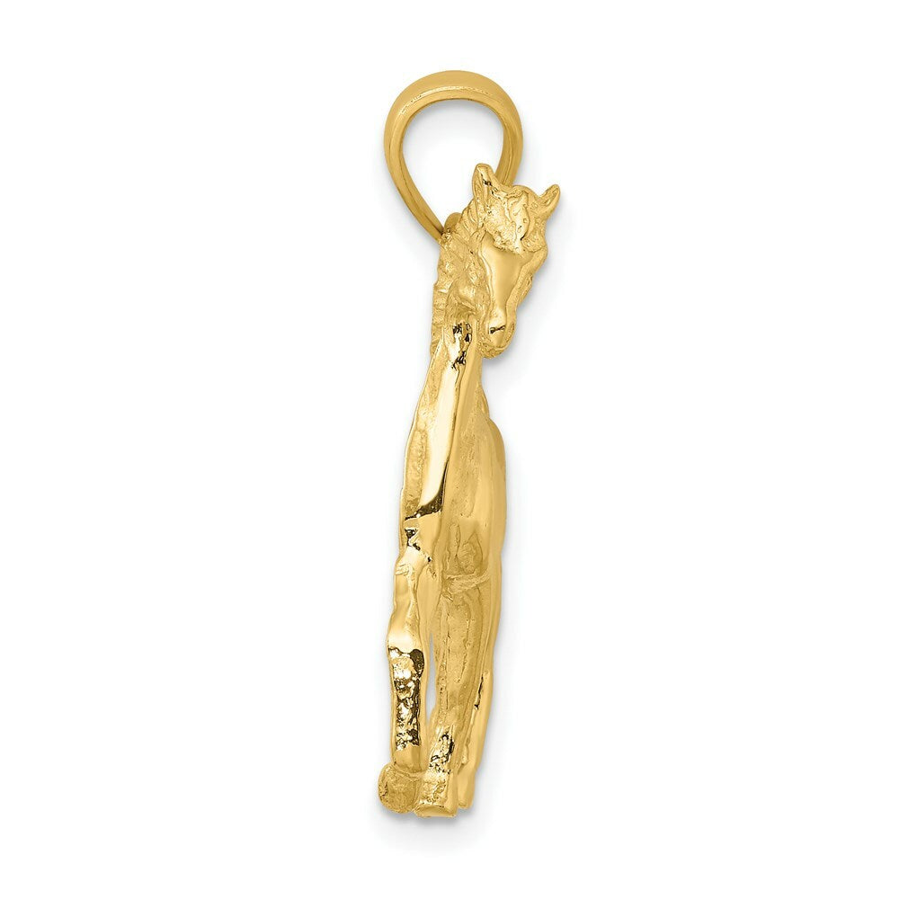 14K Yellow Gold 2-D Polished Horse Charm Pendant