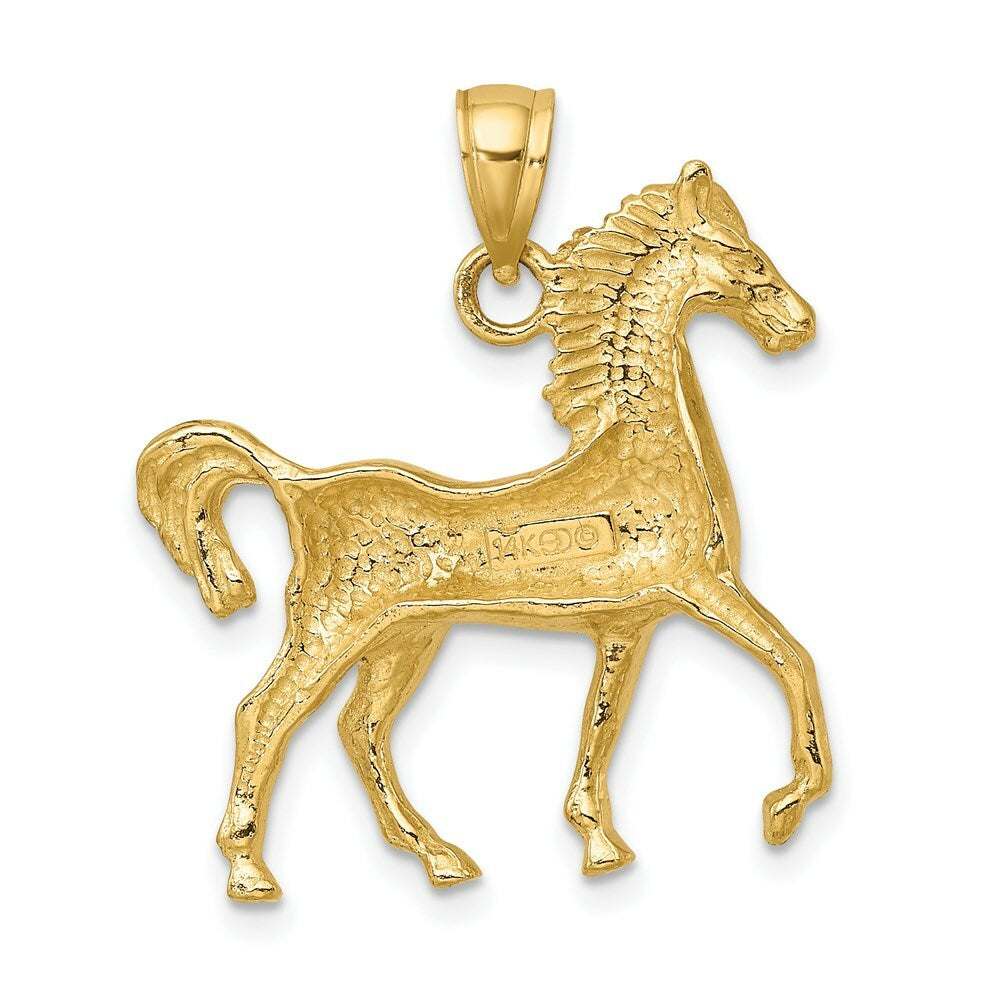 14K Yellow Gold 2-D Polished Horse Charm Pendant