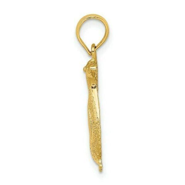 14K Yellow Gold 2-D Polished and Engraved Penguin Charm Pendant