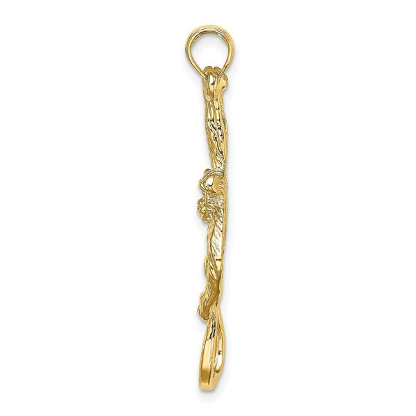 14K Yellow Gold 2-D & Textured Hanging Monkey Charm Pendant