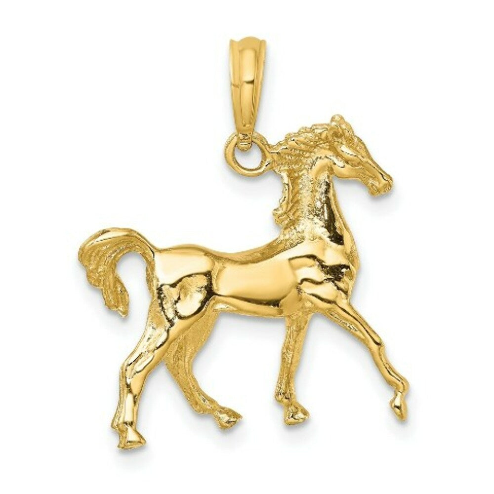 14K Yellow Gold 3-D Horse Charm Pendant