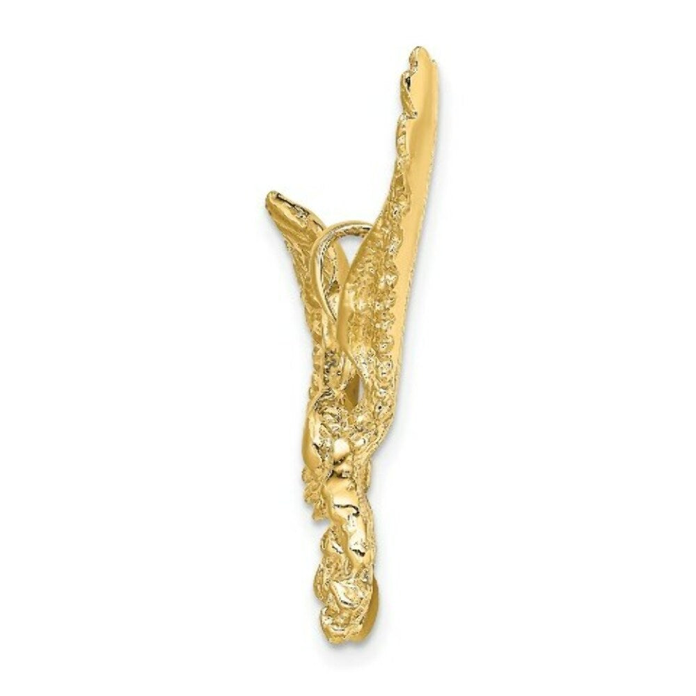 14K Yellow Gold 2-D EAGLE With Beak Touching Claws Charm Pendant