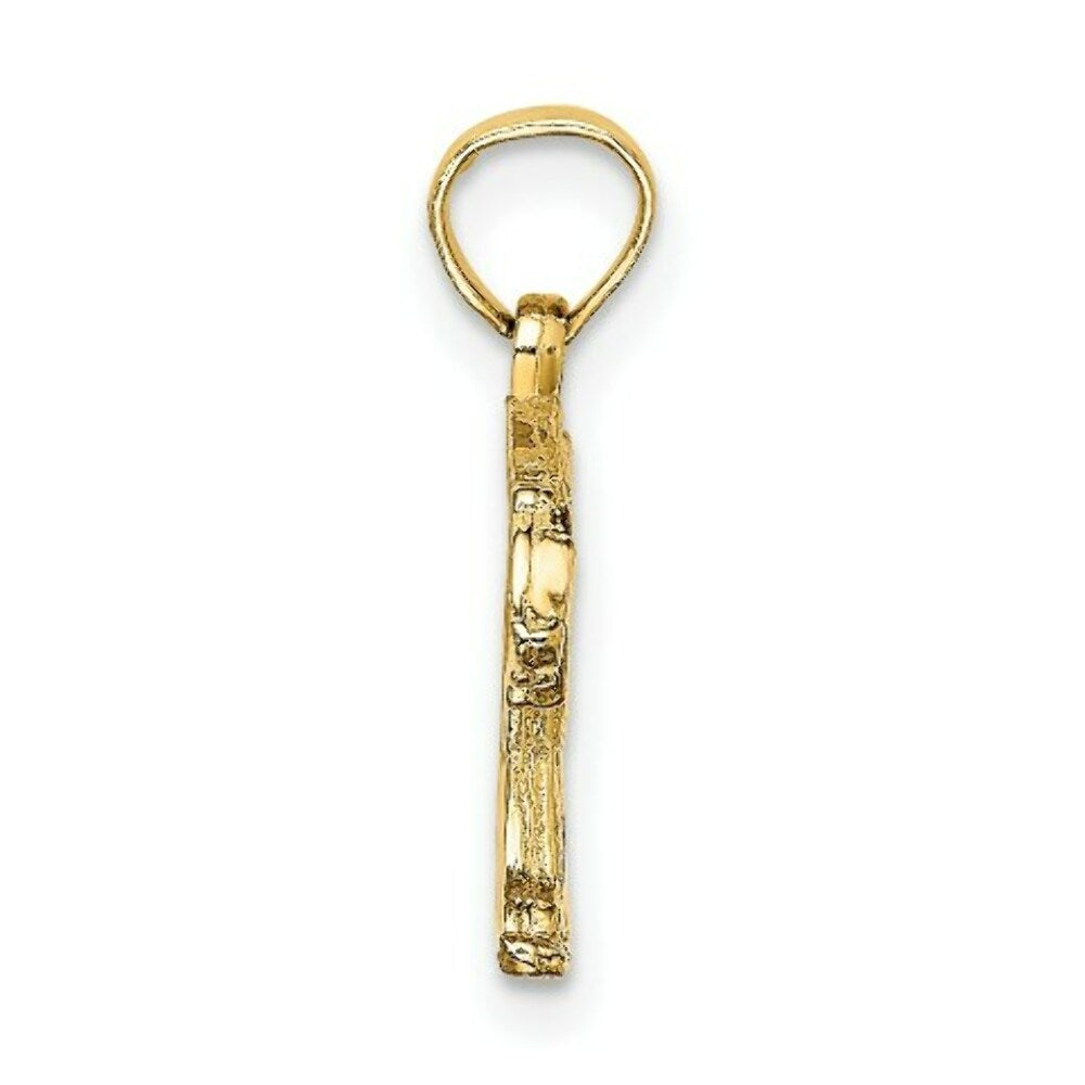 14K Yellow Gold Textured Bear Charm Pendant