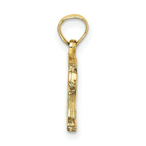 14K Yellow Gold Textured Bear Charm Pendant