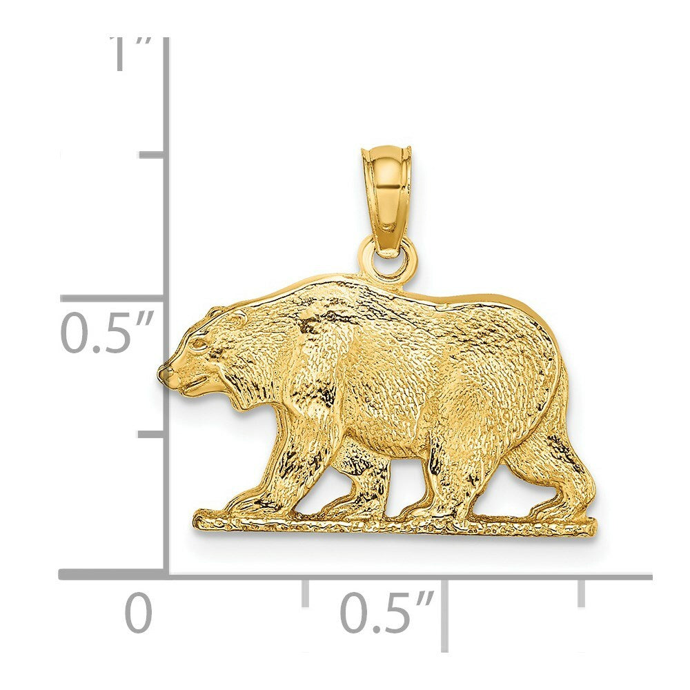 14K Yellow Gold Textured Bear Charm Pendant