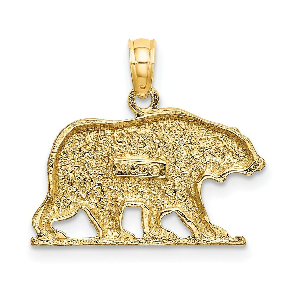 14K Yellow Gold Textured Bear Charm Pendant